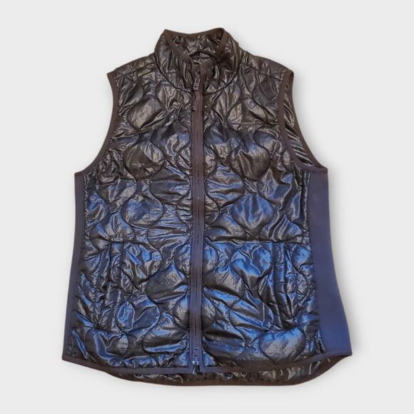 J Crew Womens Size S Small Quilted‎ Poly Vest Zipper Dark Green Ripstop Nylon - Picture 1 of 10